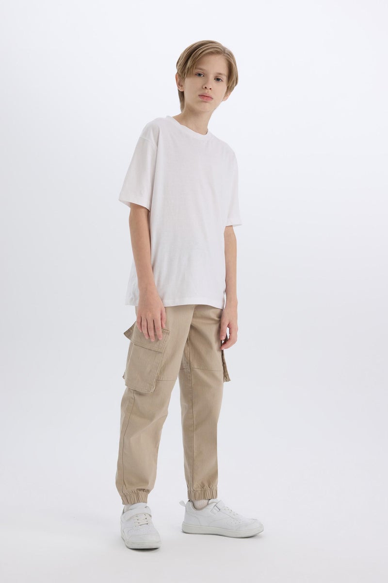 DeFacto Beige Boy Boy Waist Tied Elastic Leg Jogger Cargo Pants Casual - Image 1